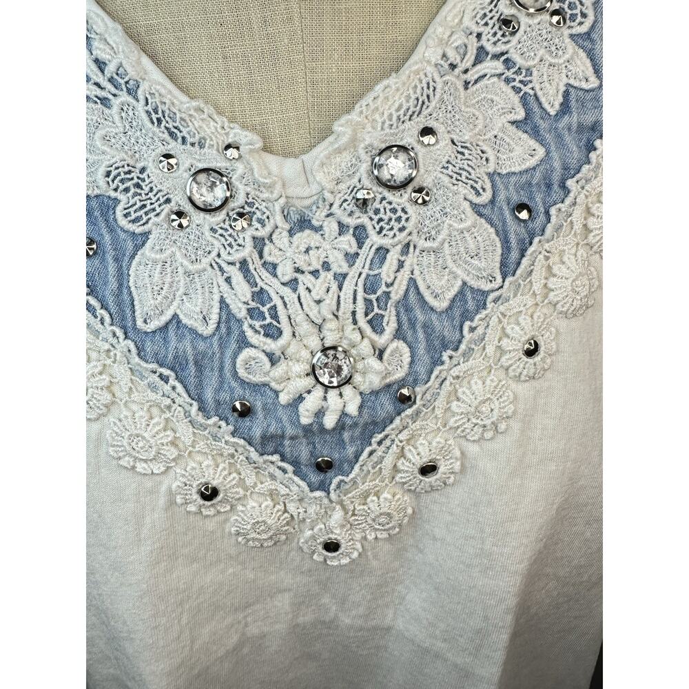 Vintage Y2K Denim Grandma Style Western T-shirt Size XL Anderson - Picture 3 of 10